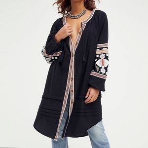 Free People Embroidered detail Button Front